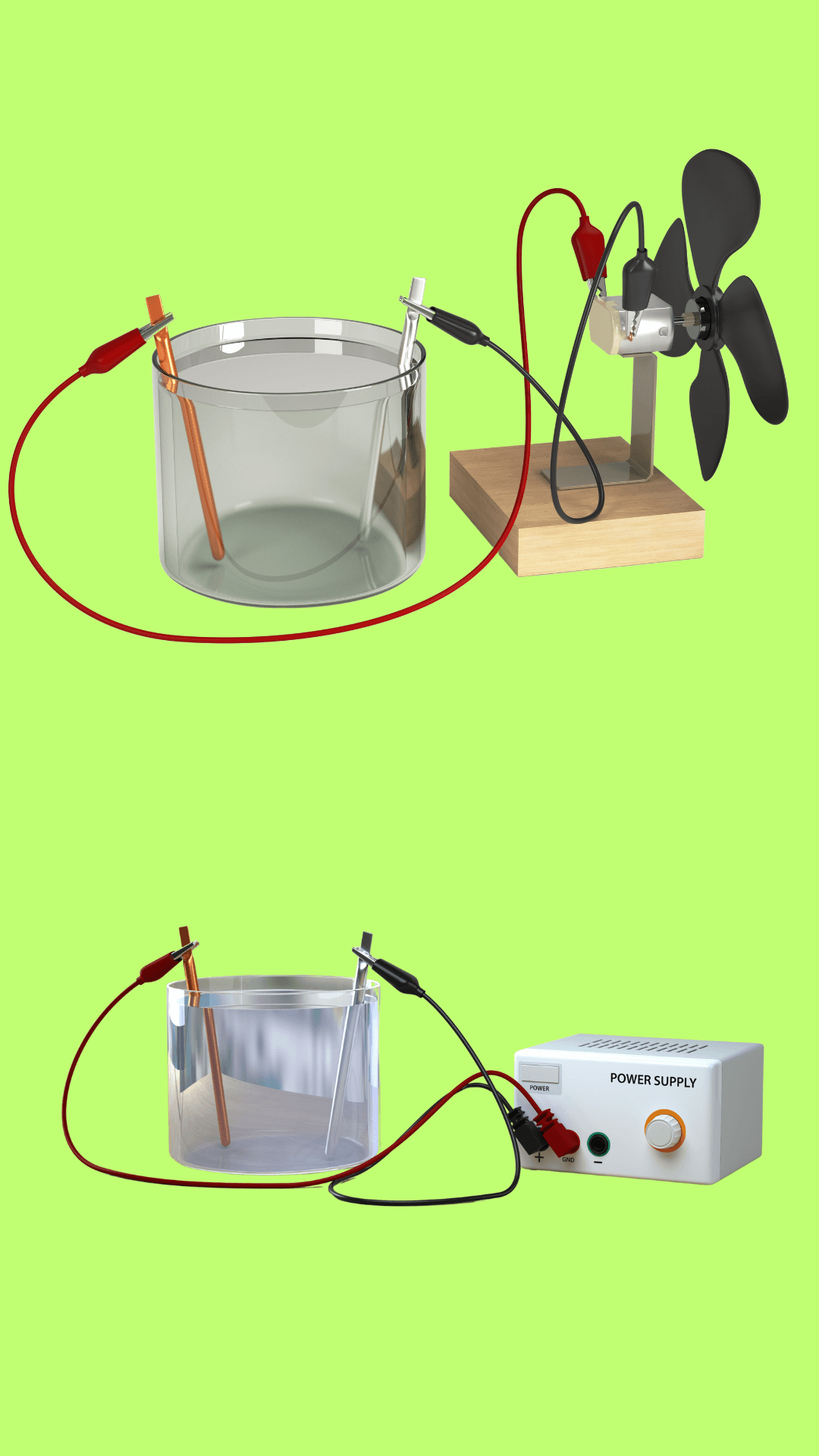 Using electrolysis to run a fan